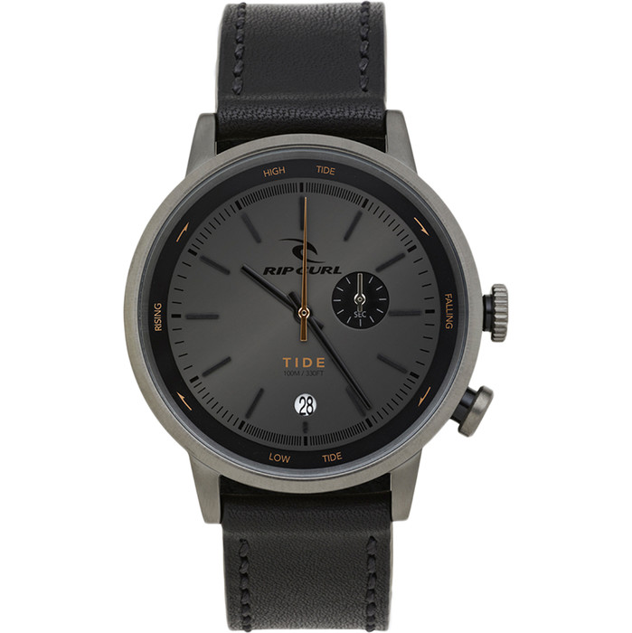 2021 Rip Curl Drake Tide Dial Leather Watch A1150 Black